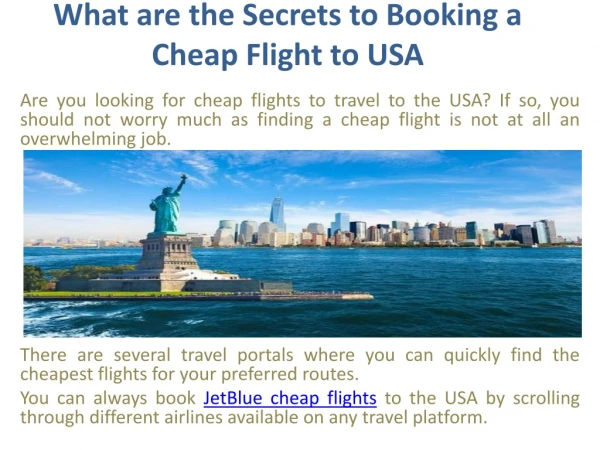 What are the Secrets to Booking a Cheap Flight to USA?