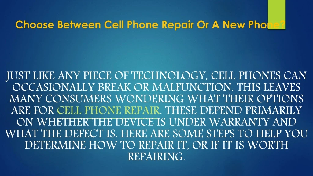 choose between cell phone repair or a new phone