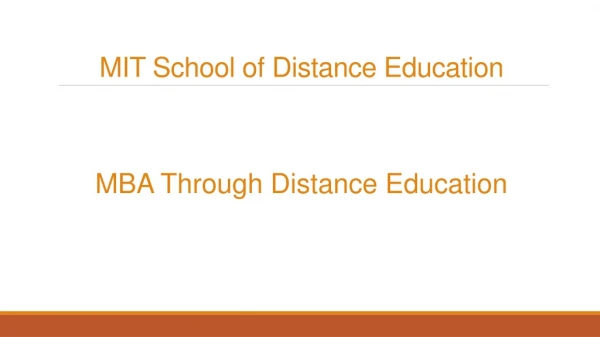 MBA through Distance Education - MIT School of Distance Education