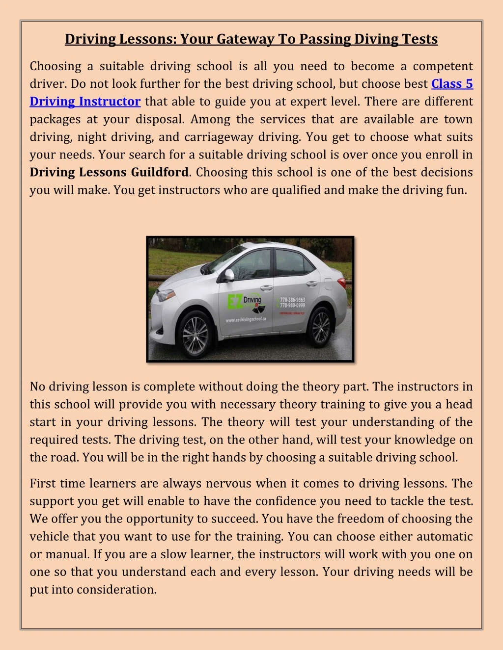 driving lessons your gateway to passing diving