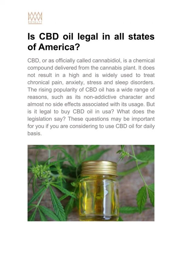 Is CBD oil legal in all states of America?