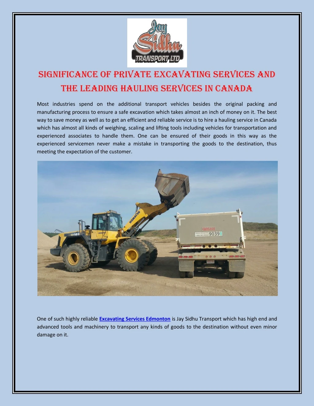 significance of private excavating services