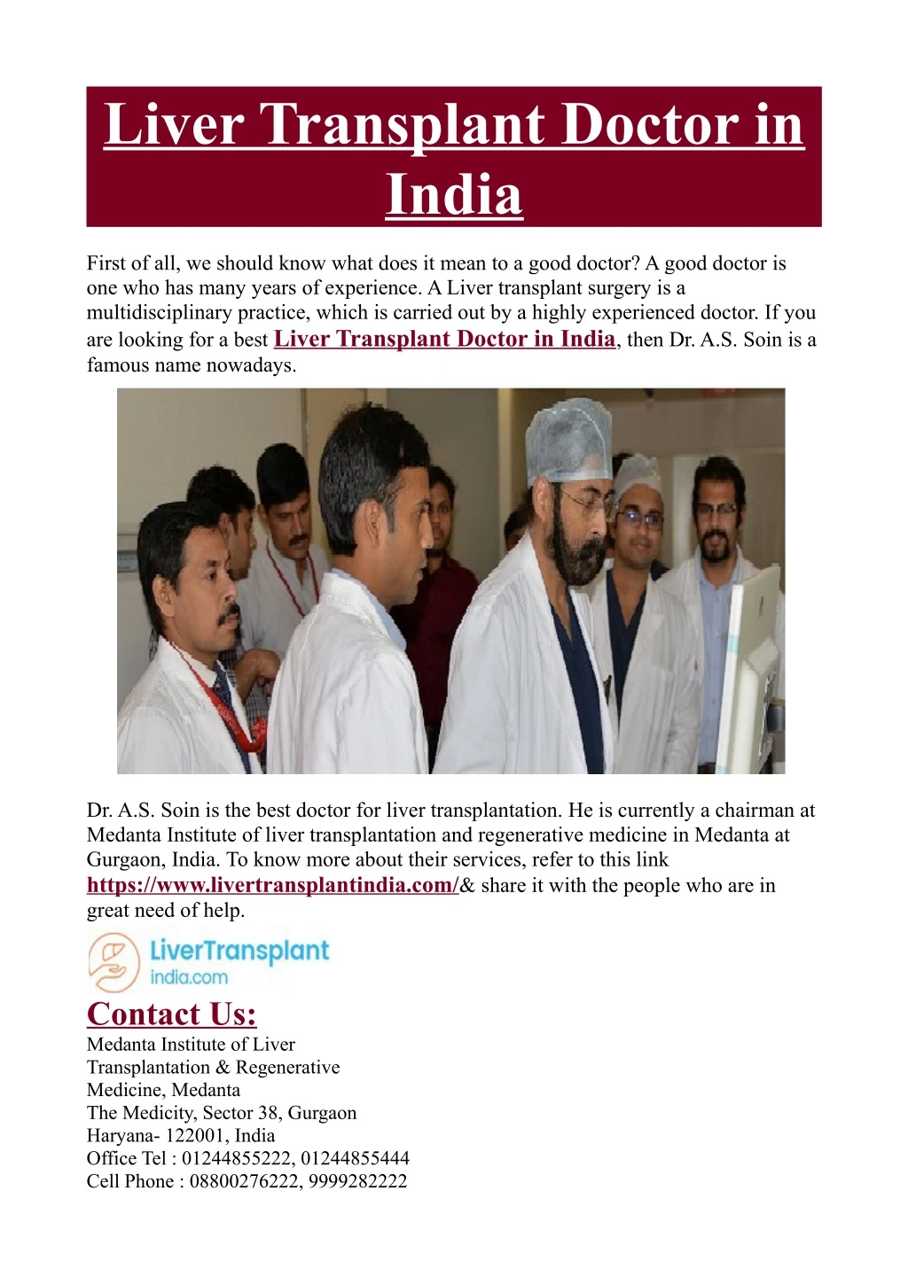 liver transplant doctor in india