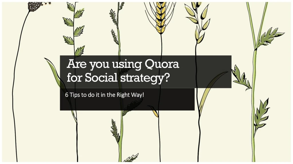 are you using quora for social strategy