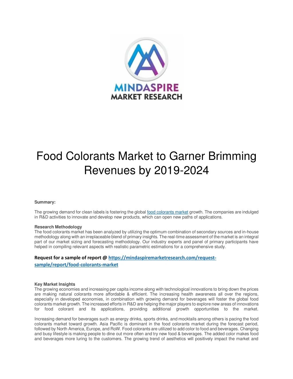 food colorants market to garner brimming revenues