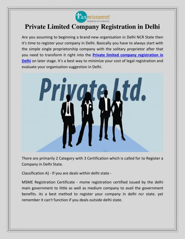 Register your Private Limited Company in Delhi