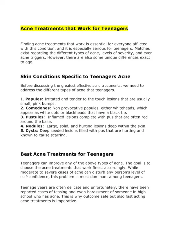 Acne Treatments that Work for Teenagers