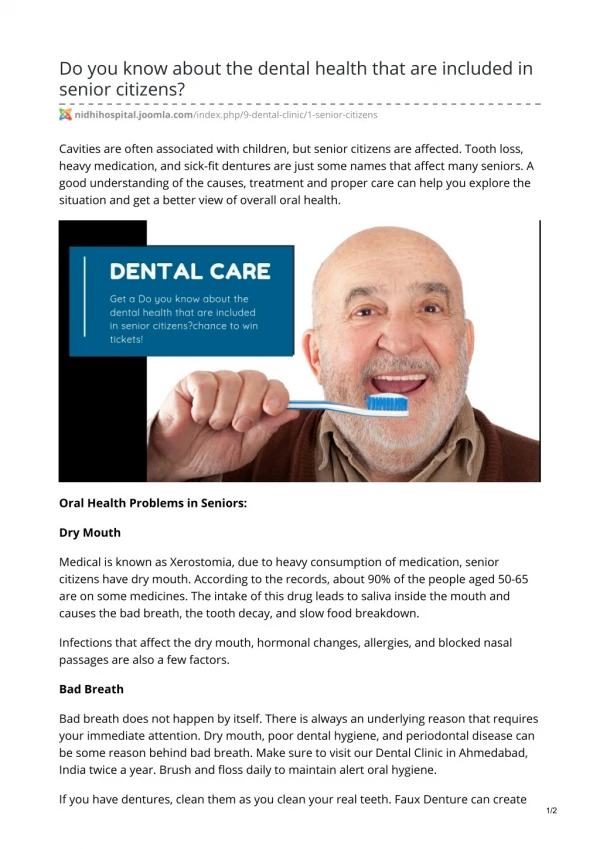 Do you know about the dental health that are included in senior citizens?