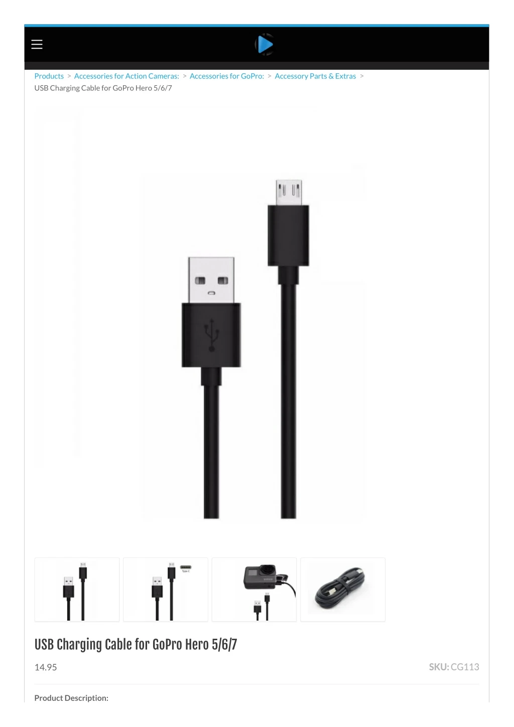 products usb charging cable for gopro hero 5 6 7