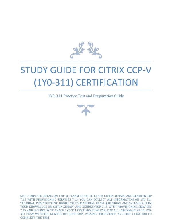 Study Guide for Citrix CCP-V (1Y0-311) Certification Exam
