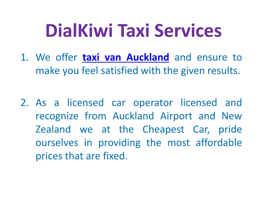 dialkiwi taxi services