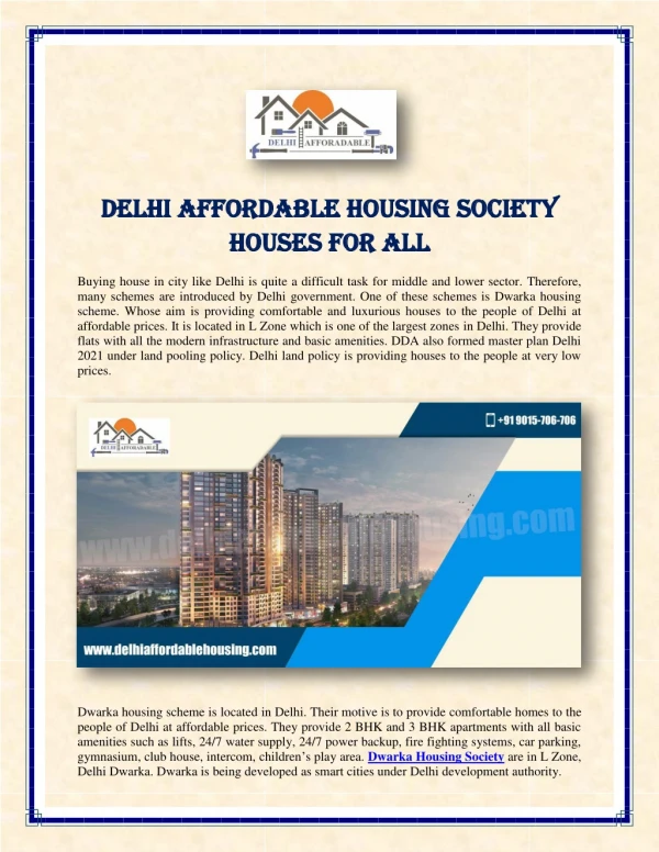Delhi Affordable Housing Society: Houses For All