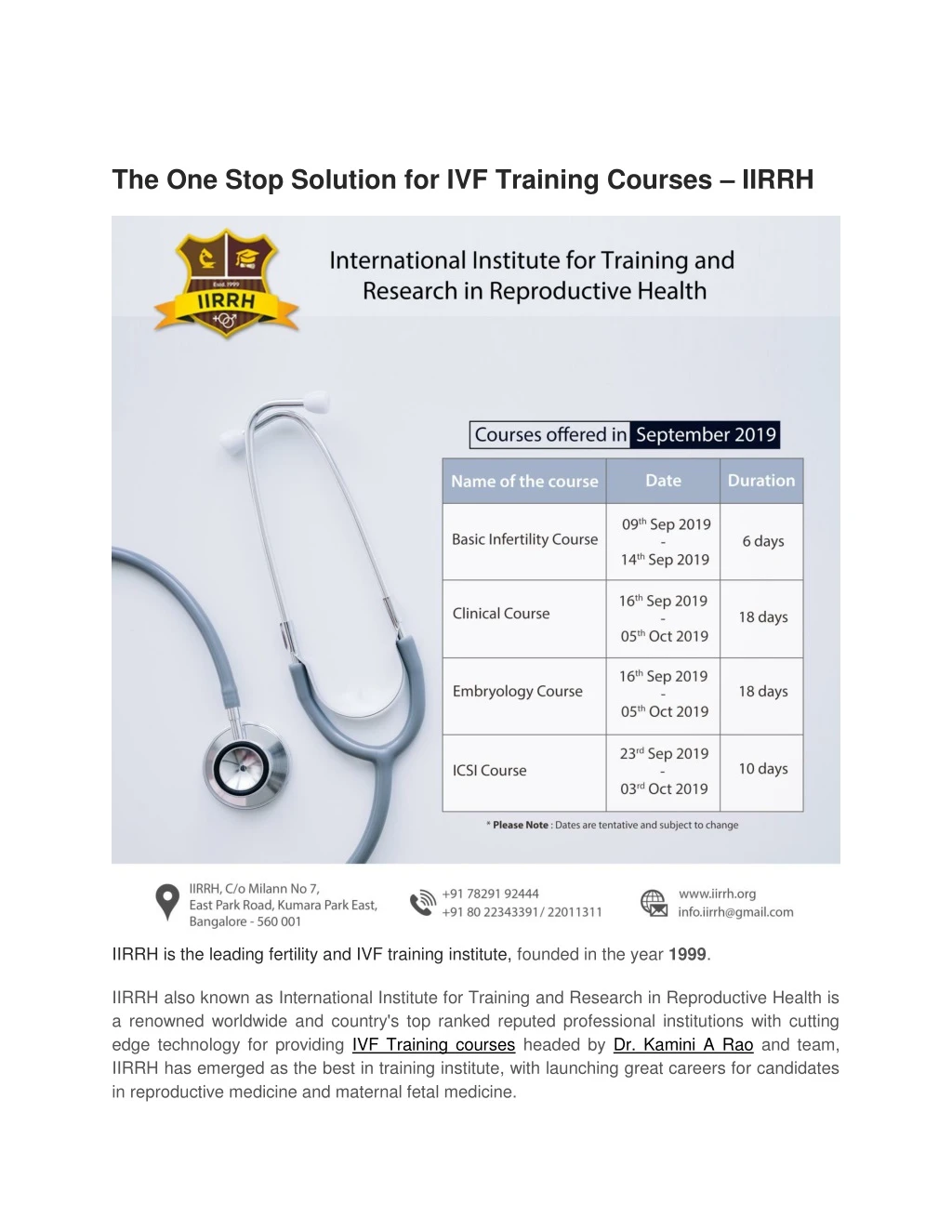 the one stop solution for ivf training courses