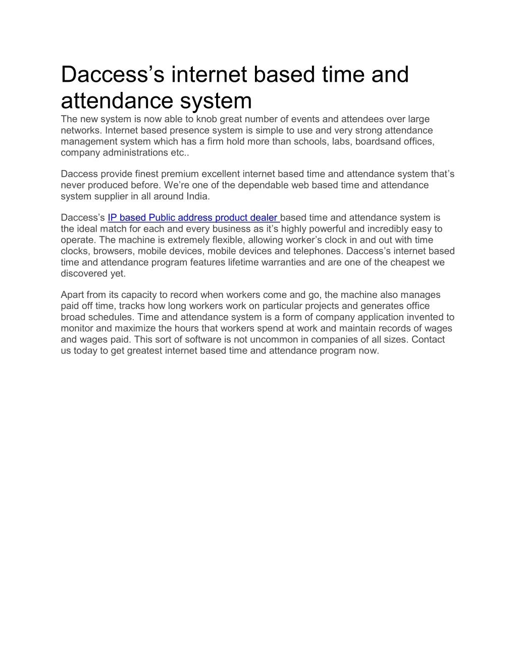 daccess s internet based time and attendance