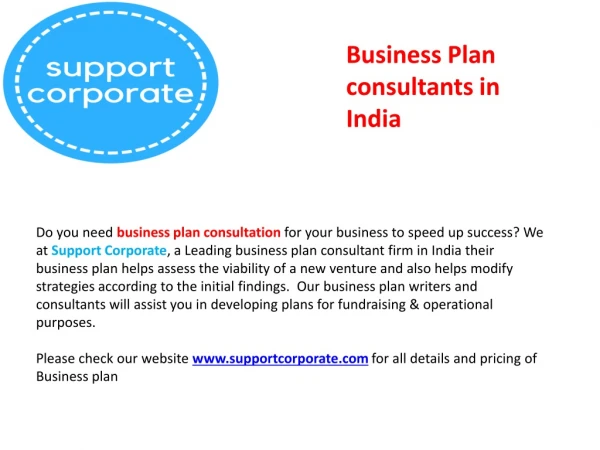 Business Plan consultants in India