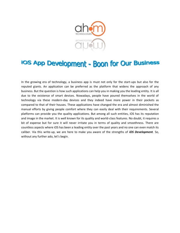 iOS App Development - Boon for Our Business