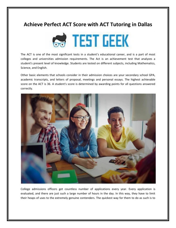Achieve Perfect ACT Score with ACT Tutoring in Dallas