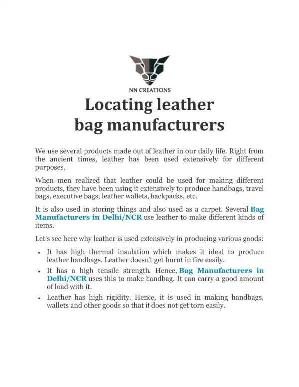 Bag Manufacturers in Delhi/NCR