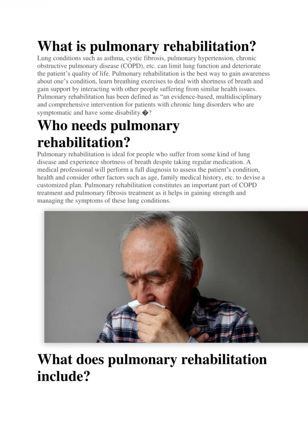 Physiotherapy for Pulmonary Rehabilitation | HCAH
