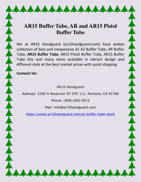 AR15 Buffer Tube, AR and AR15 Pistol Buffer Tube