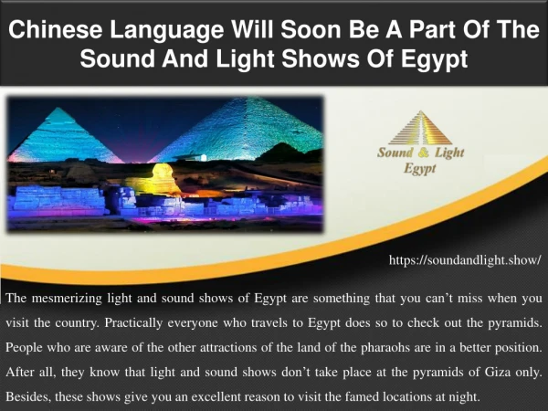 Chinese Language Will Soon Be A Part Of The Sound And Light Shows Of Egypt