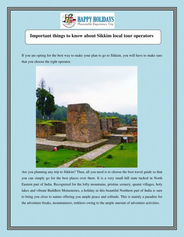 Important things to know about Sikkim local tour operators