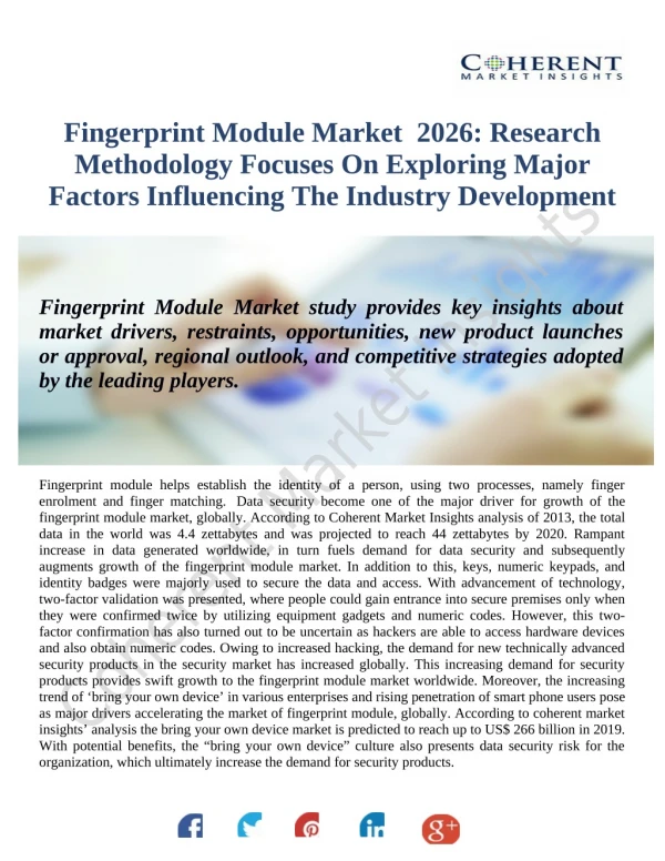 Fingerprint Module Market : Growing Demand Of Products In Developing Regions