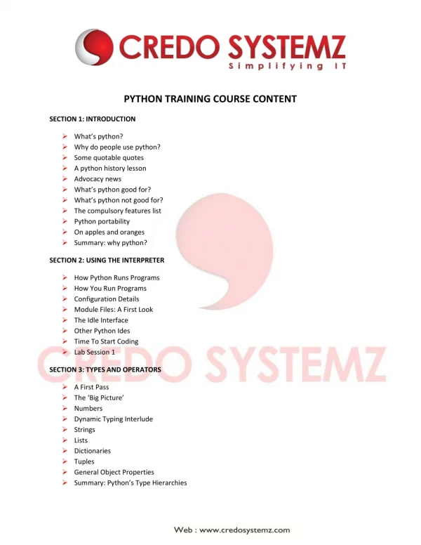 Python Training in Chennai | Credo Systemz