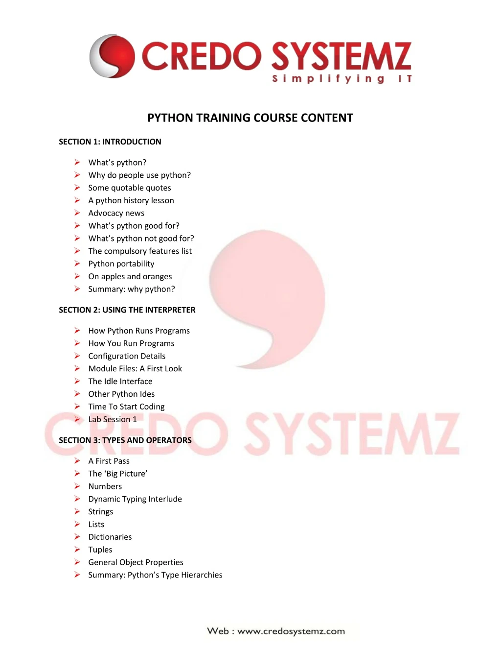 python training course content