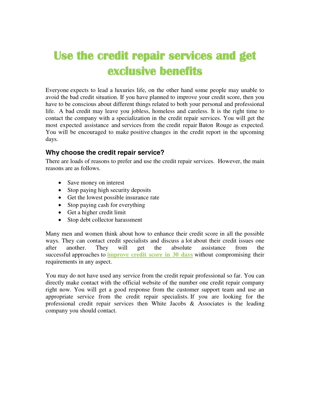 use the credit repair services