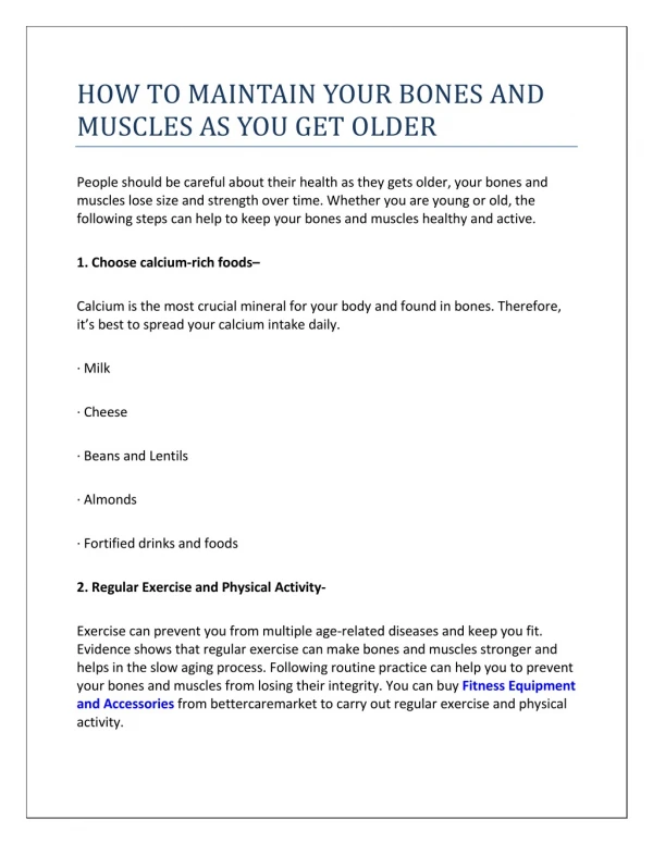 HOW TO MAINTAIN YOUR BONES AND MUSCLES AS YOU GET OLDER