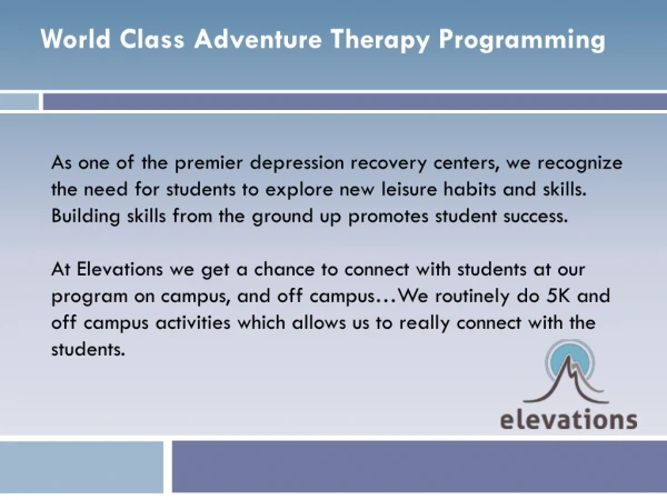 World Class Adventure Therapy Programming - Elevations RTC