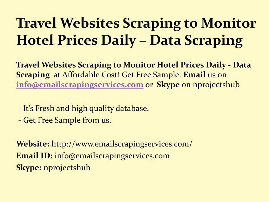 travel websites scraping to monitor hotel prices daily data scraping