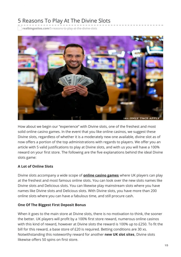 5 Reasons To Play At The Divine Slots