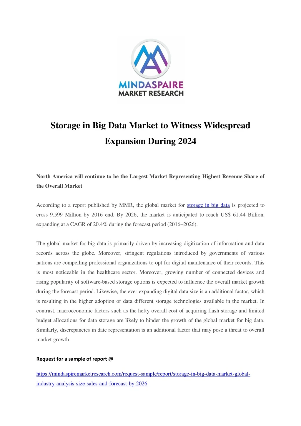 storage in big data market to witness widespread