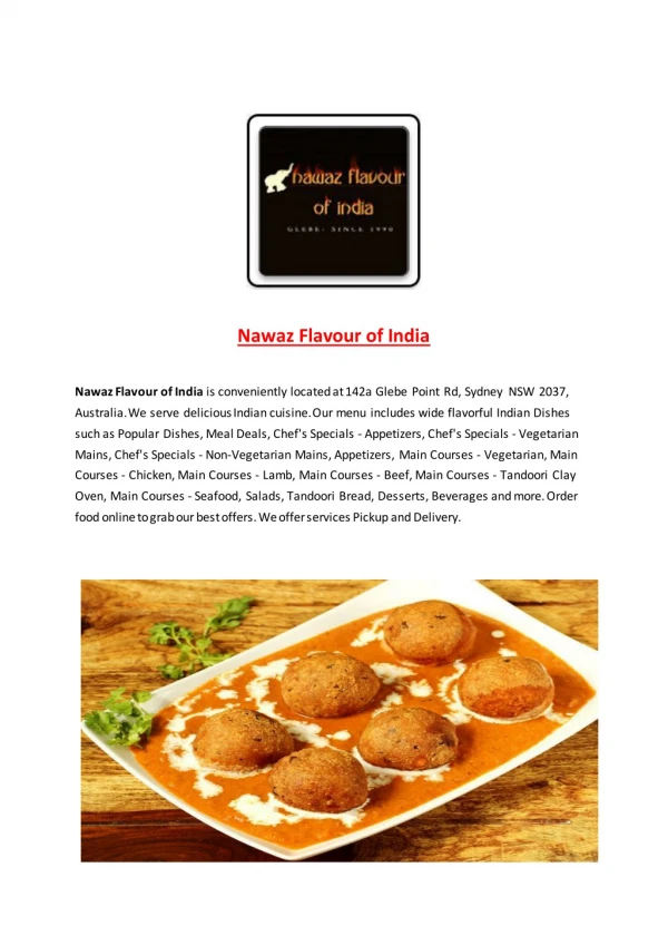 25% Off -Nawaz Flavour of India-Glebe - Order Food Online