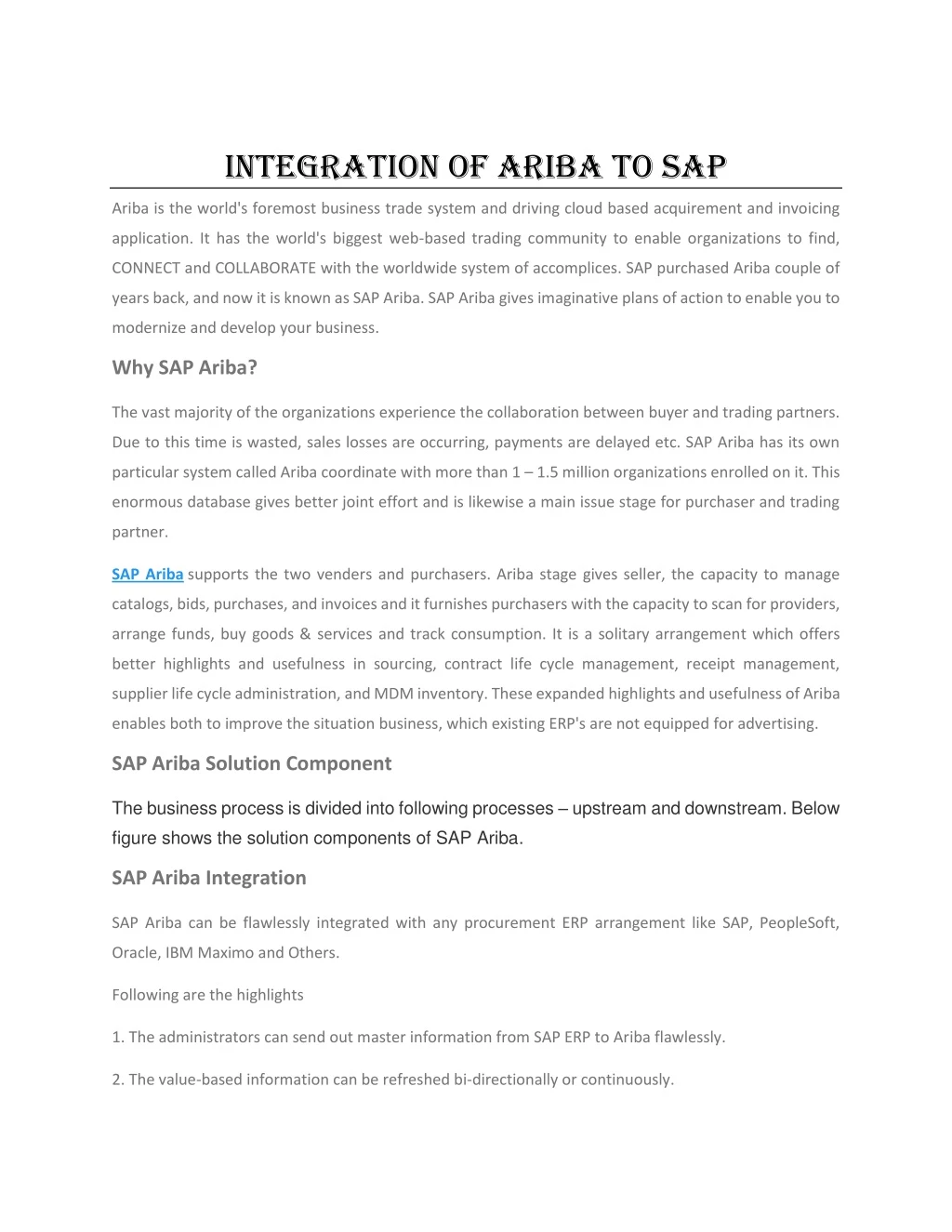 integration of ariba to sap