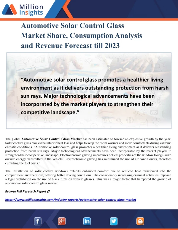 Automotive Solar Control Glass Market Share, Consumption Analysis and Revenue Forecast till 2023