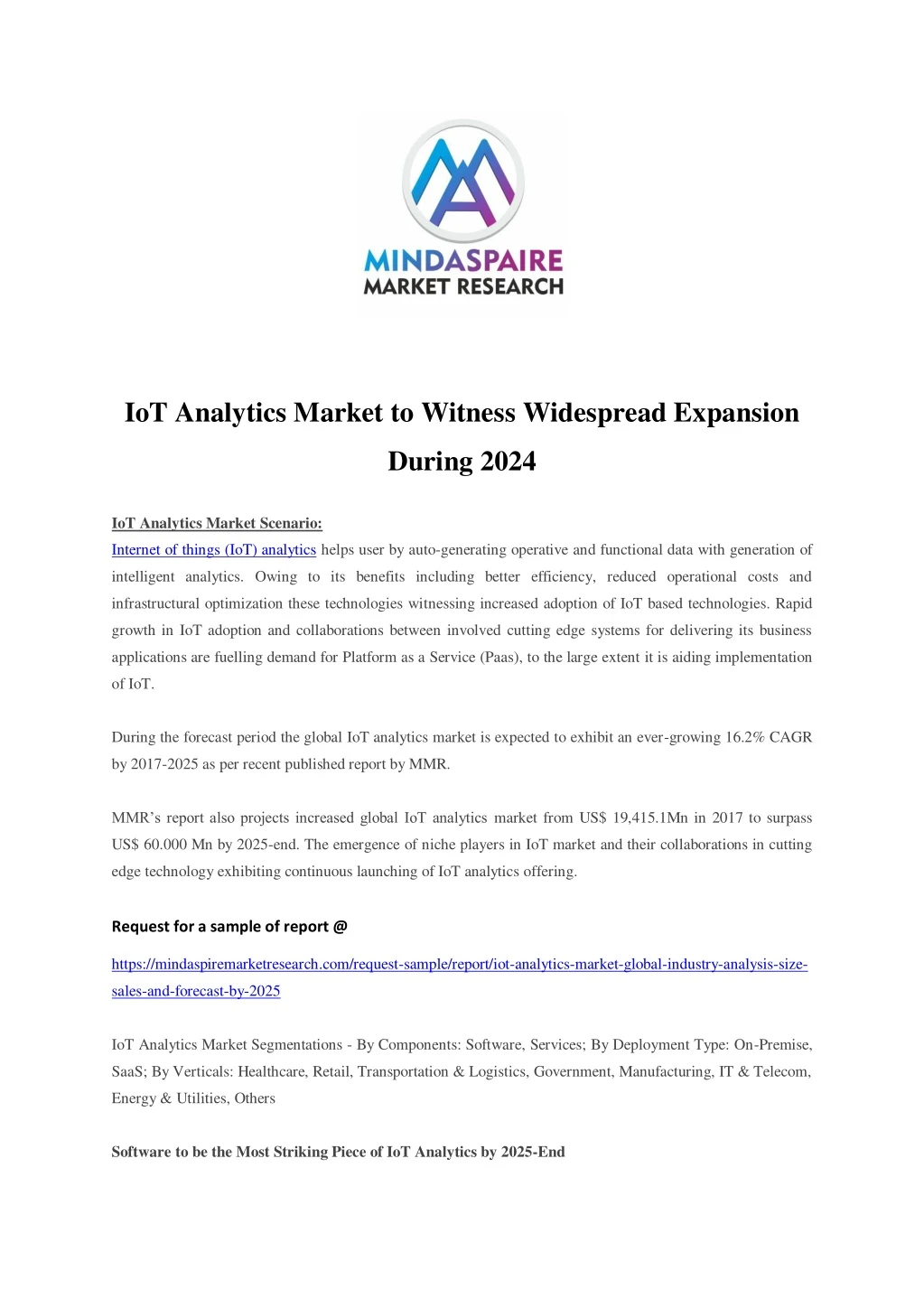 iot analytics market to witness widespread