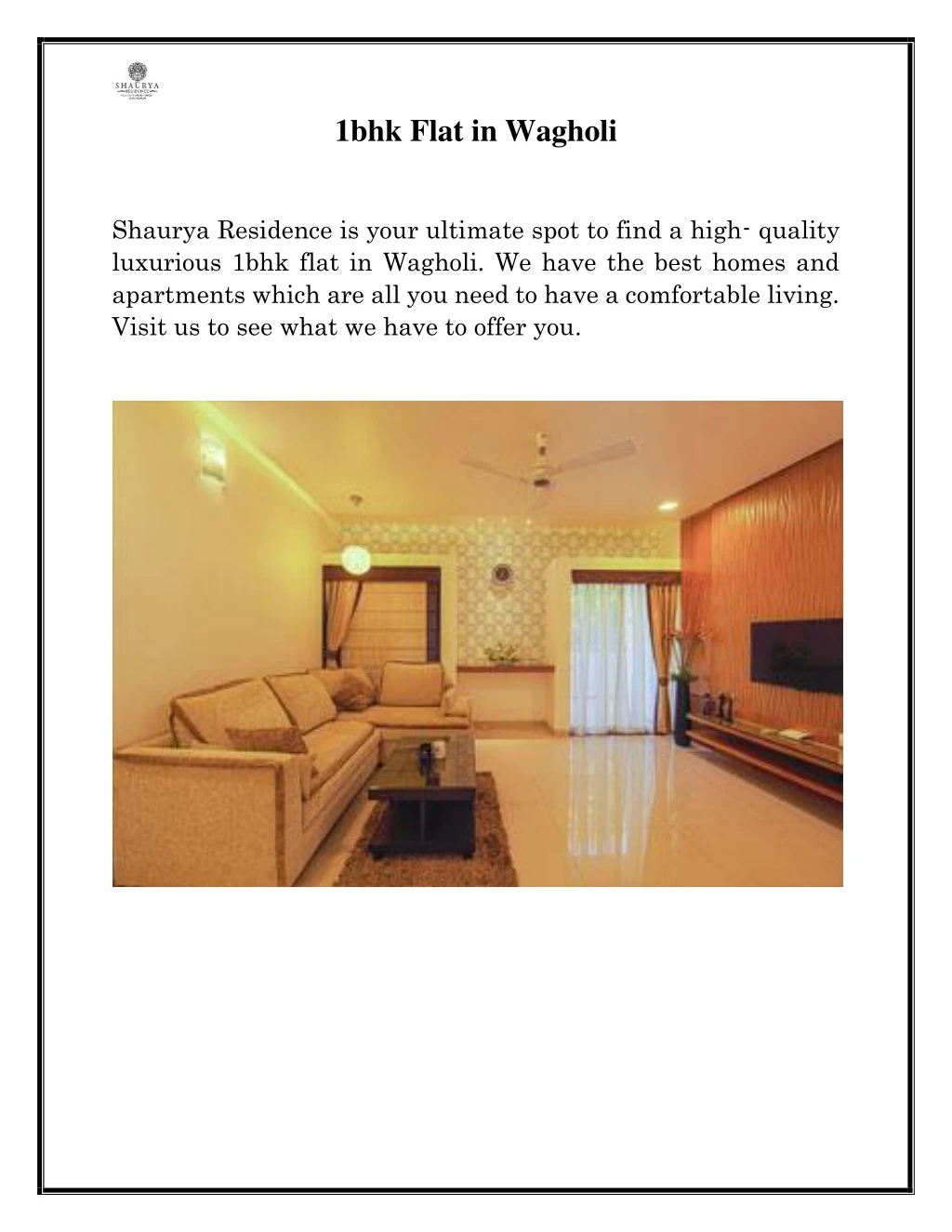 1bhk flat in wagholi