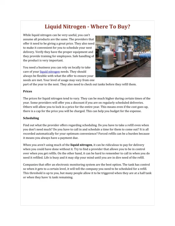 Liquid Nitrogen - Where To Buy?