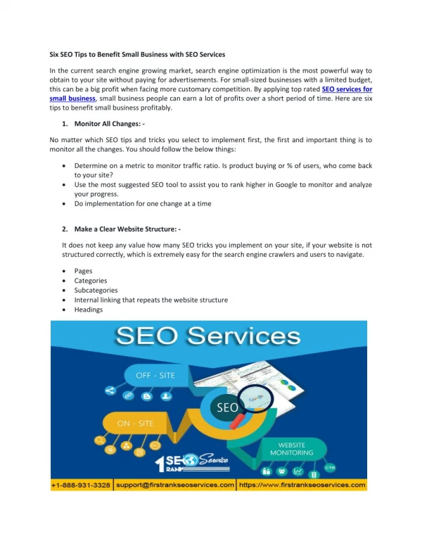 Six SEO Tips to Benefit Small Business with SEO Services