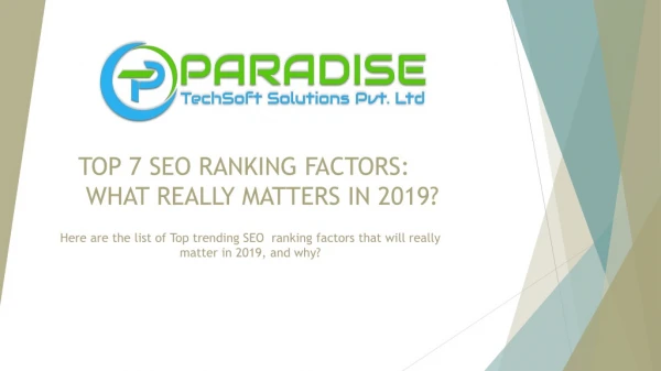 Top 7 SEO Ranking Factors 2019