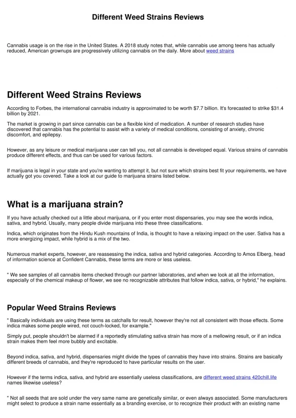 Weed Strains Read First