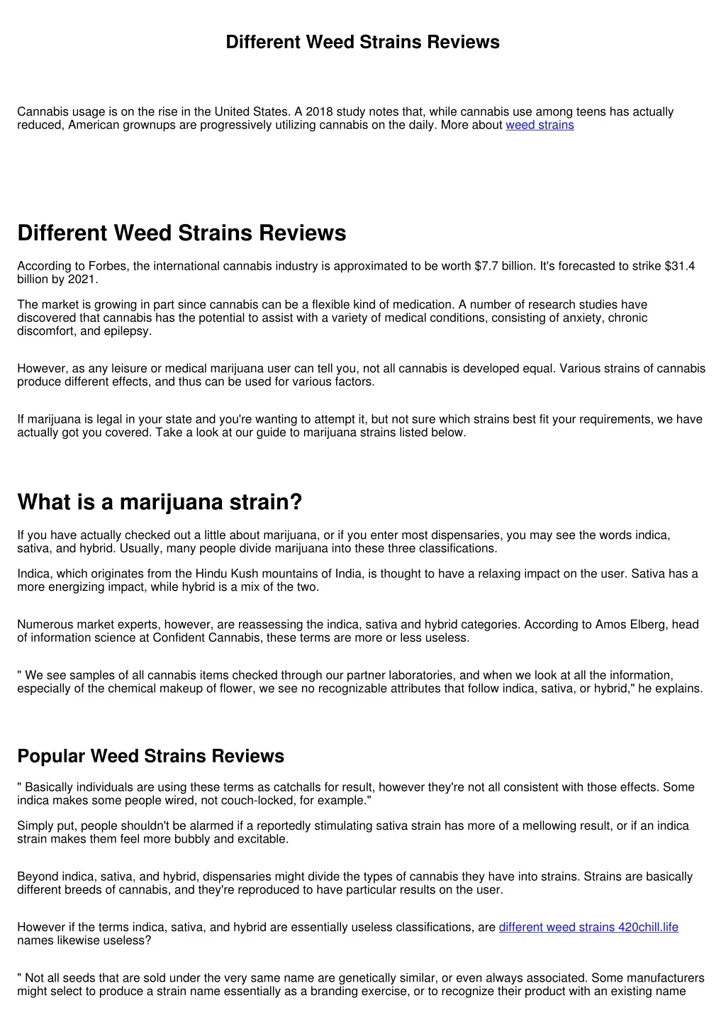 different weed strains reviews