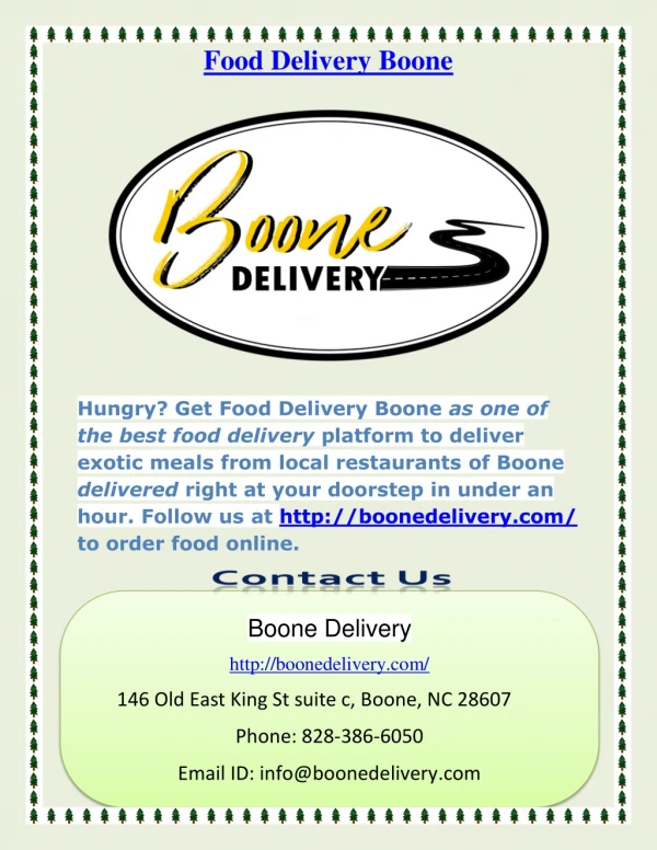 Food Delivery Boone
