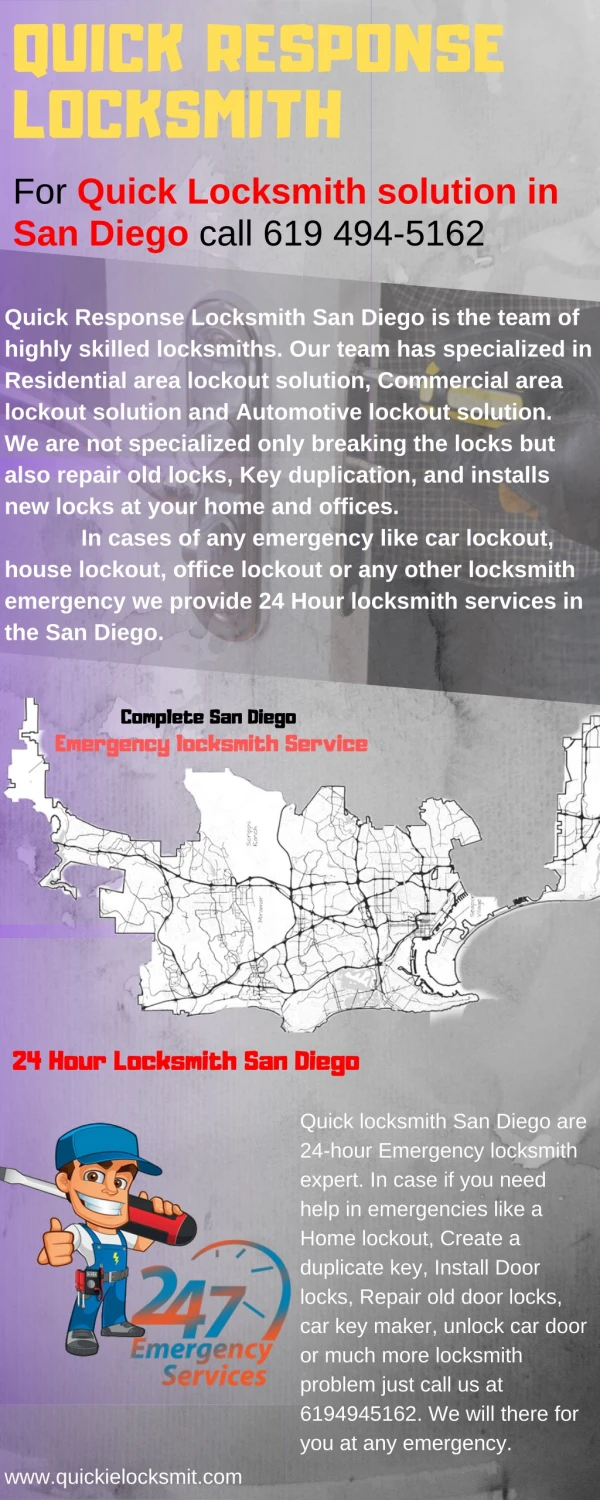 Hire local locksmith In San Diego Call 6194945162