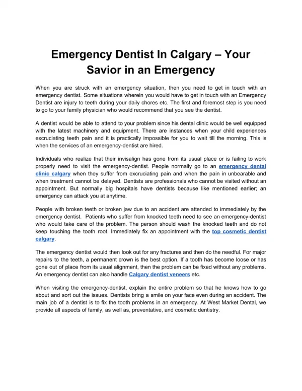 Emergency Dentist In Calgary – Your Savior in an Emergency