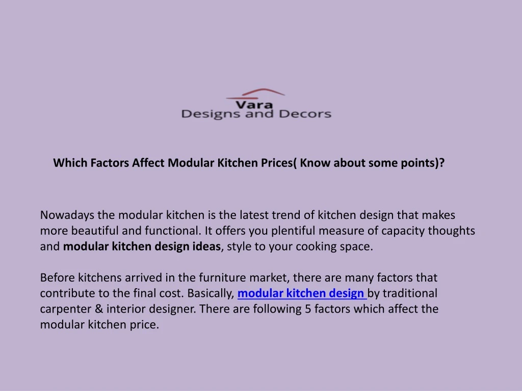 which factors affect modular kitchen prices know