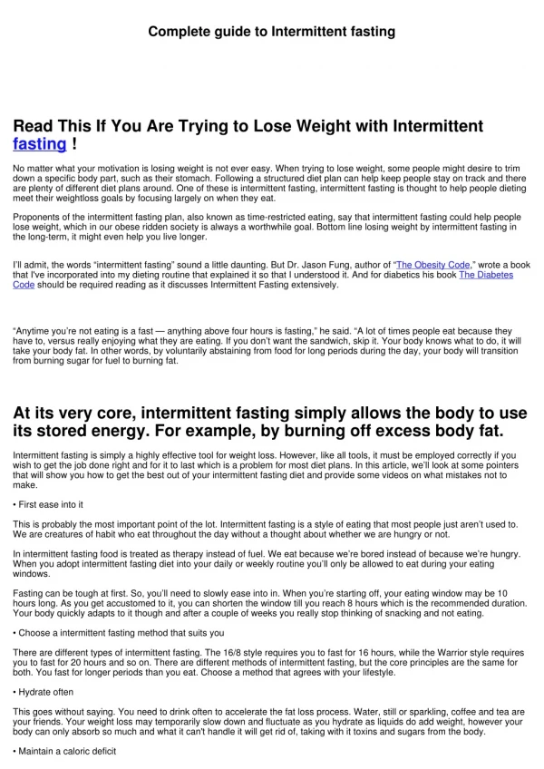 Complete guide to Intermittent fasting